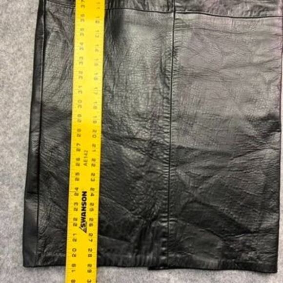 Sacha Midi Skirt Womens 26x29 Black Genuine Leather Lined Slit Zipper Pencil - Picture 2 of 11